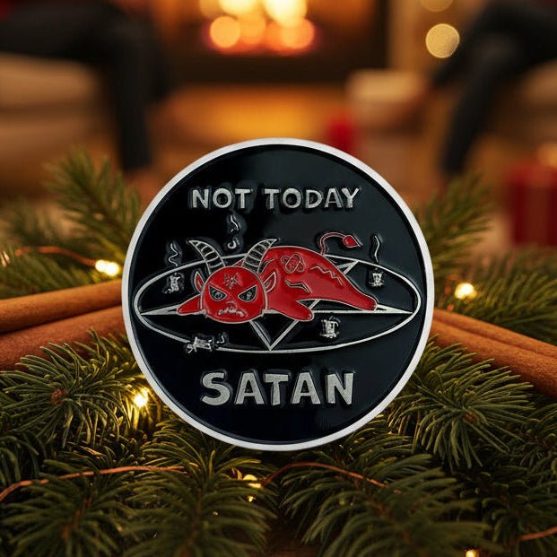 Not Today Satan Challenge Coin Christian Religious Gifts - in God We Trust mysite