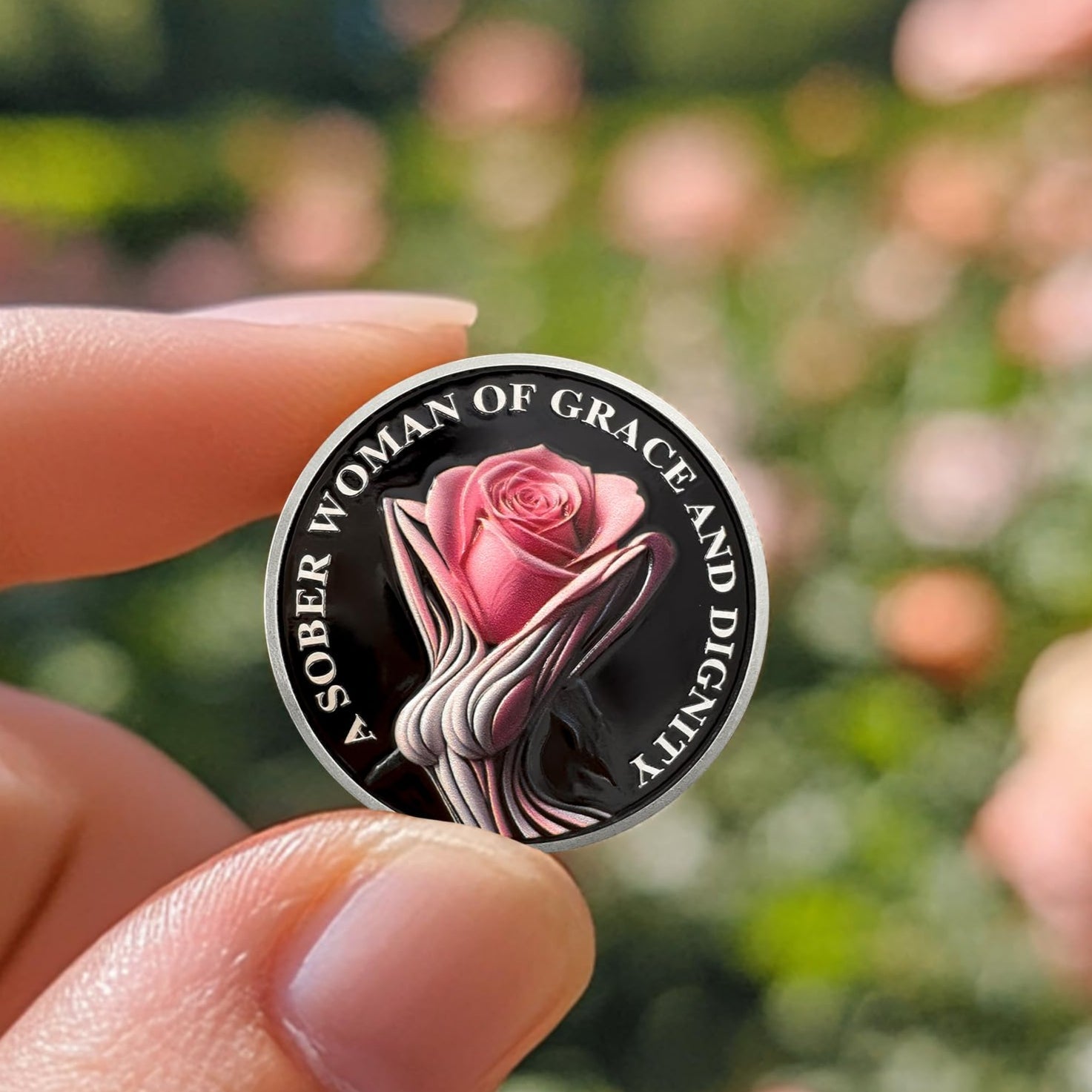 Rose AA Affirmation Sobriety Coins with Serenity Prayer mysite