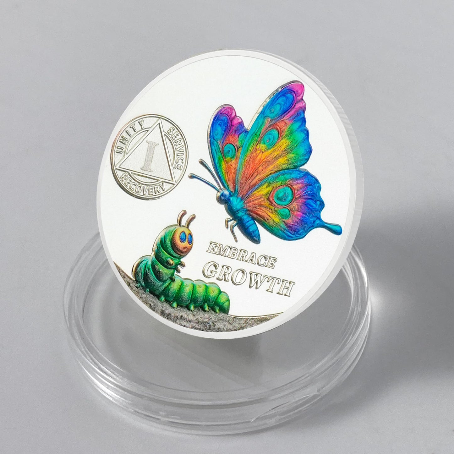 Personalized Cocoon to Butterfly Embrace Growth Sobriety Coin mysite