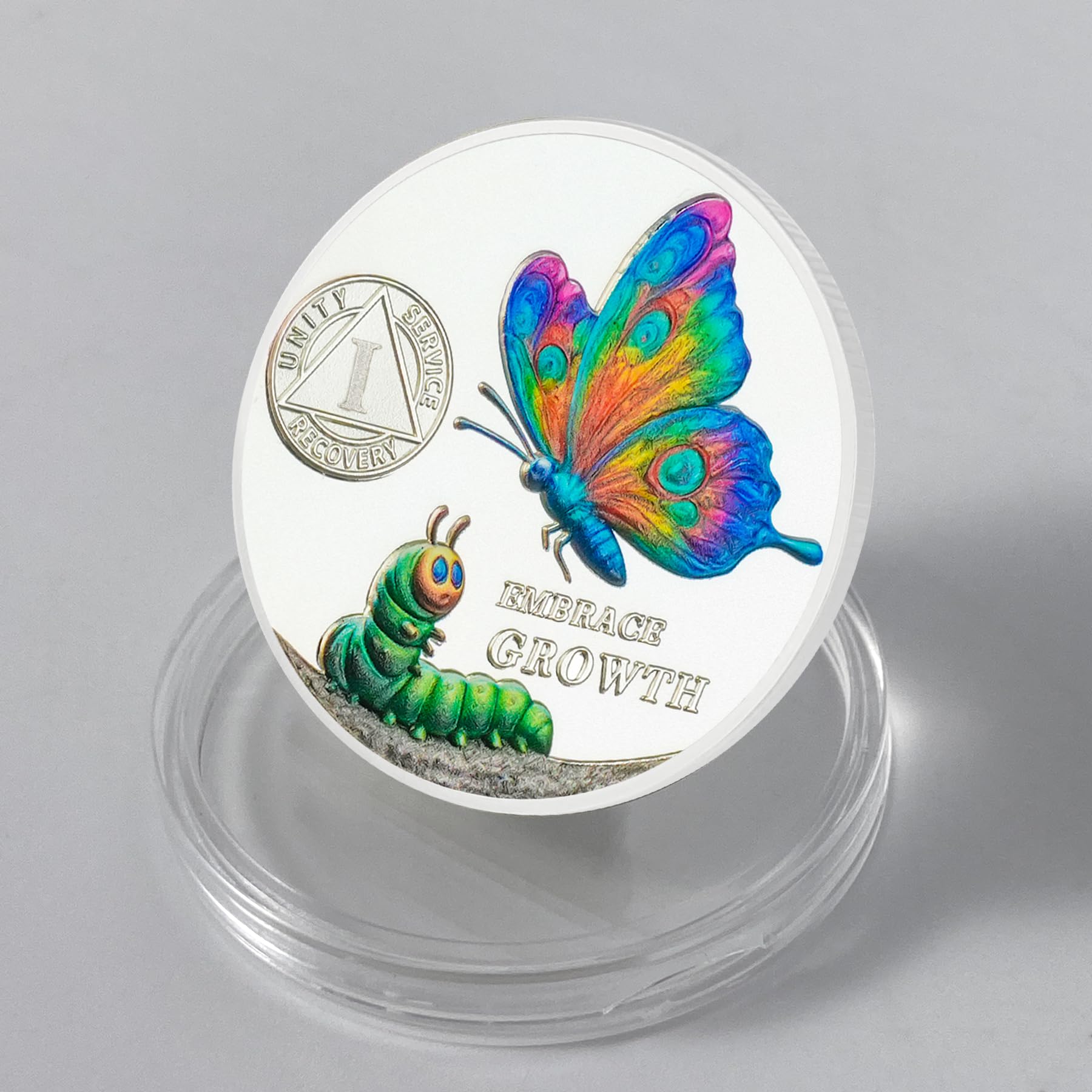 Personalized Cocoon to Butterfly Embrace Growth Sobriety Coin mysite