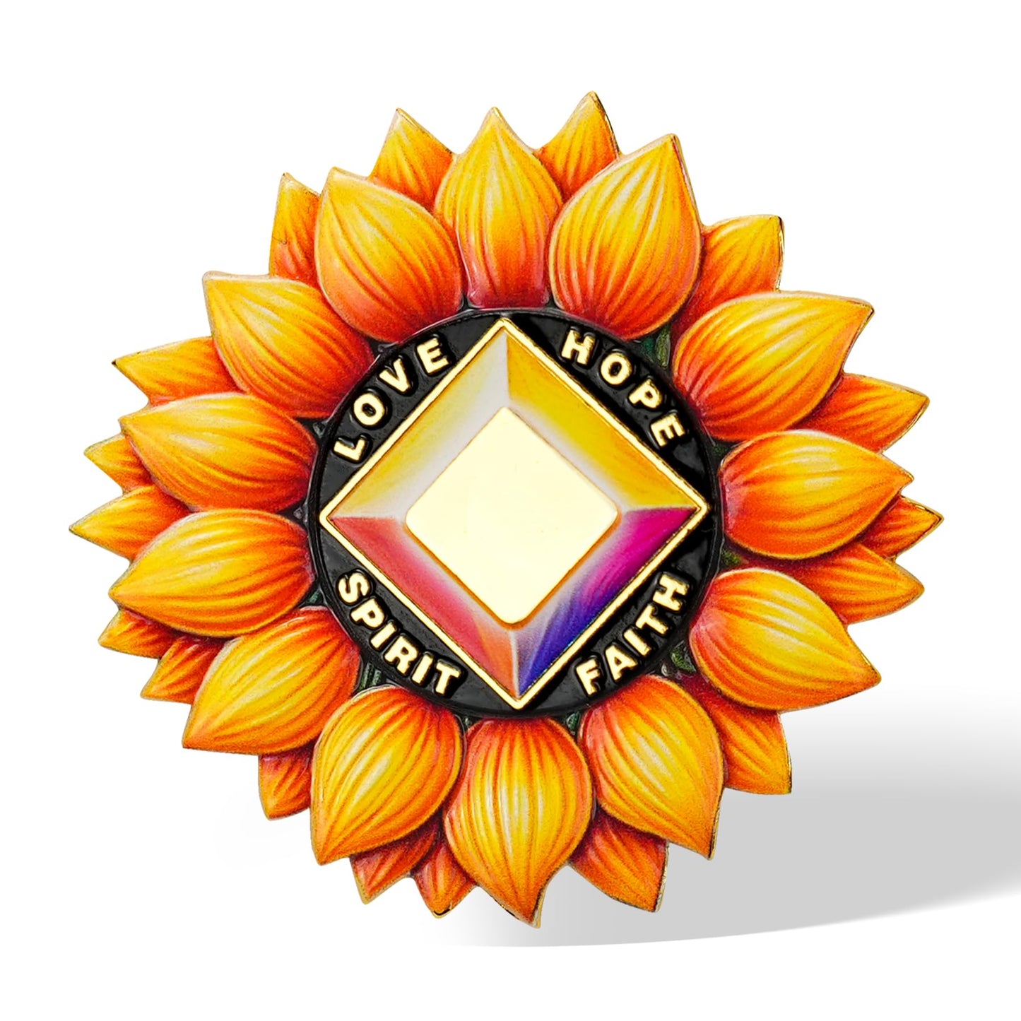 Personalized Sunflower Recovery Medallion Sobriety Coin with Serenity Message Love, Hope, Spirit & Faith Token Just for Today mysite