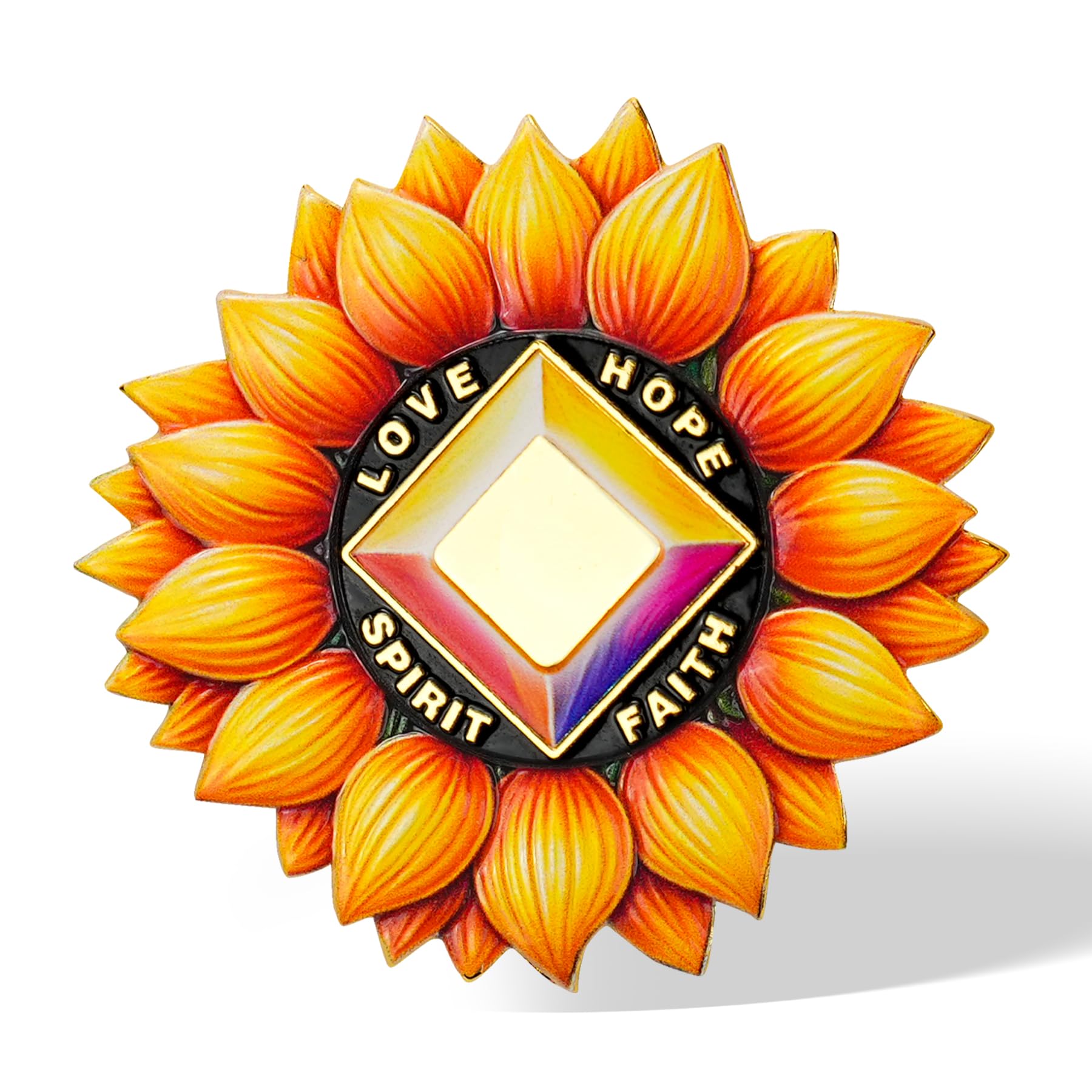 Personalized Sunflower Recovery Medallion Sobriety Coin with Serenity Message Love, Hope, Spirit & Faith Token Just for Today mysite