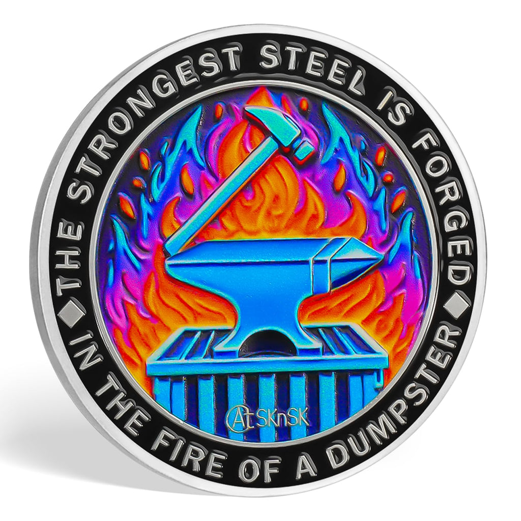 Gradient Skeleton Dumpster Fire Challenge Coin mysite