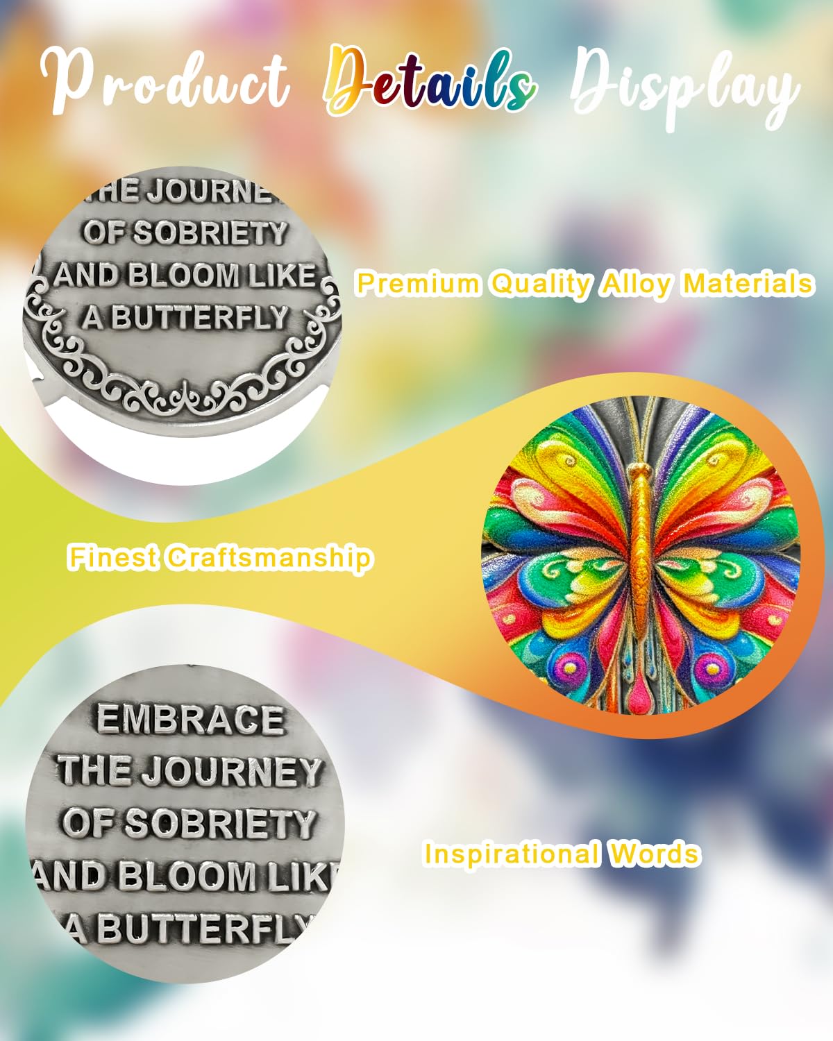 Colorful Butterfly Sobriety Coin mysite