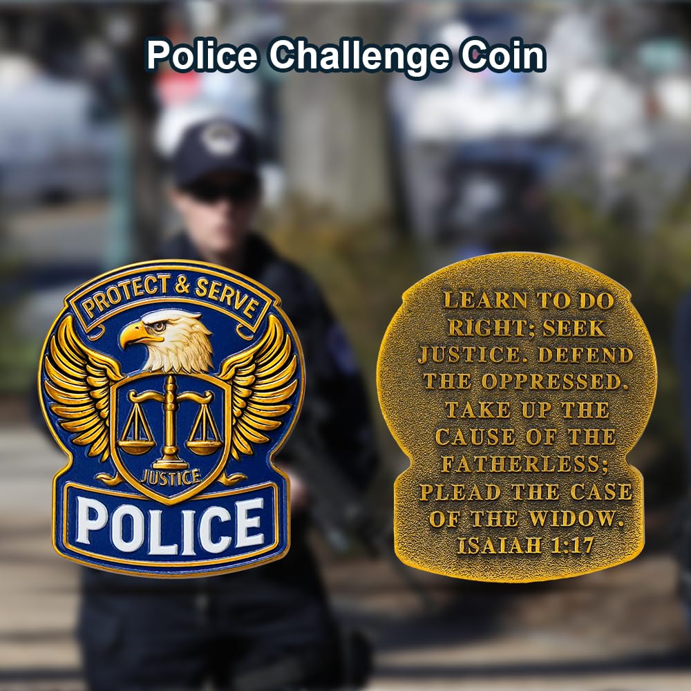 US Police Challenge Coin Scales of Justice-Isaiah 1:17 Bible Verse mysite