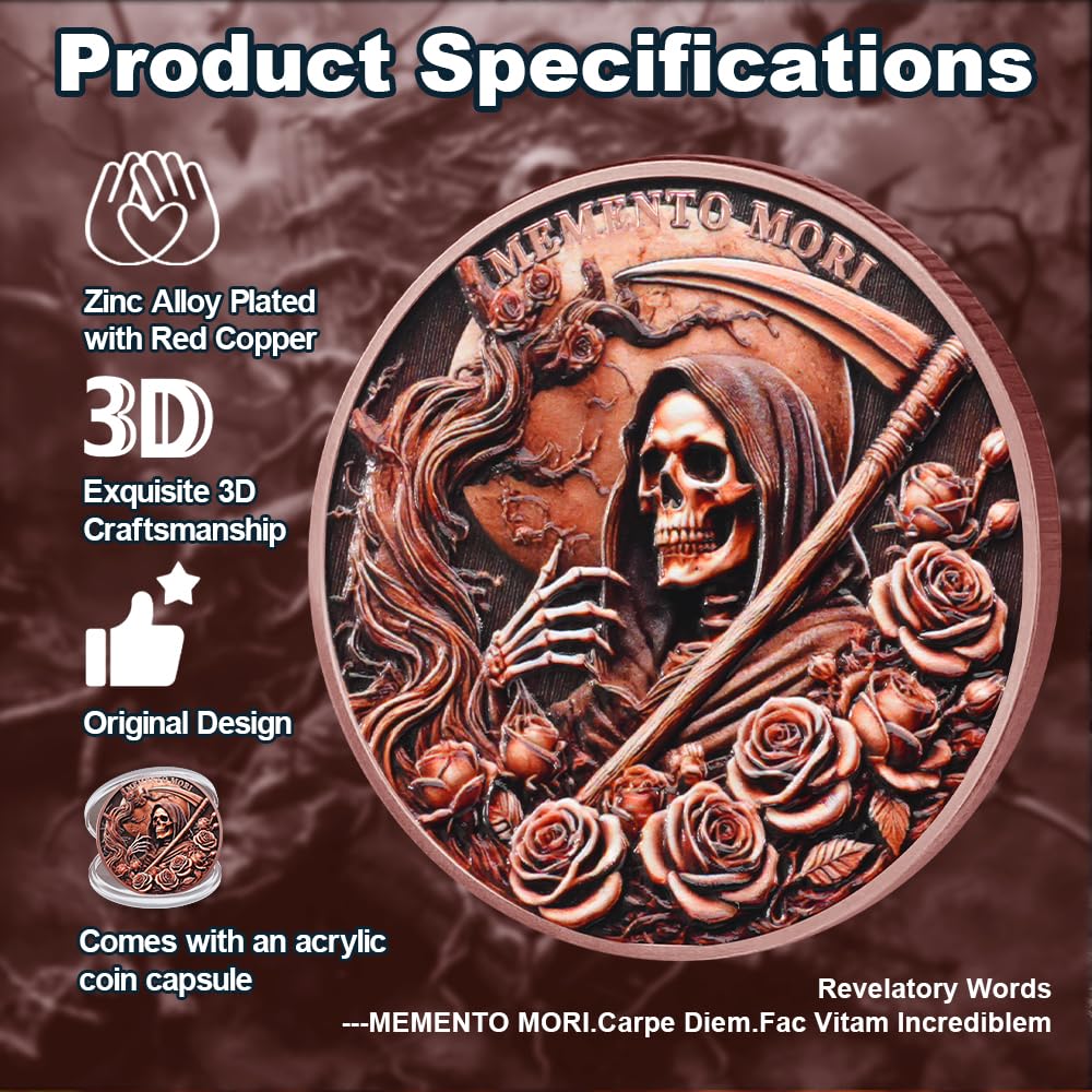Stoic Reminder Memento Mori Coin Skull Challenge Coins mysite