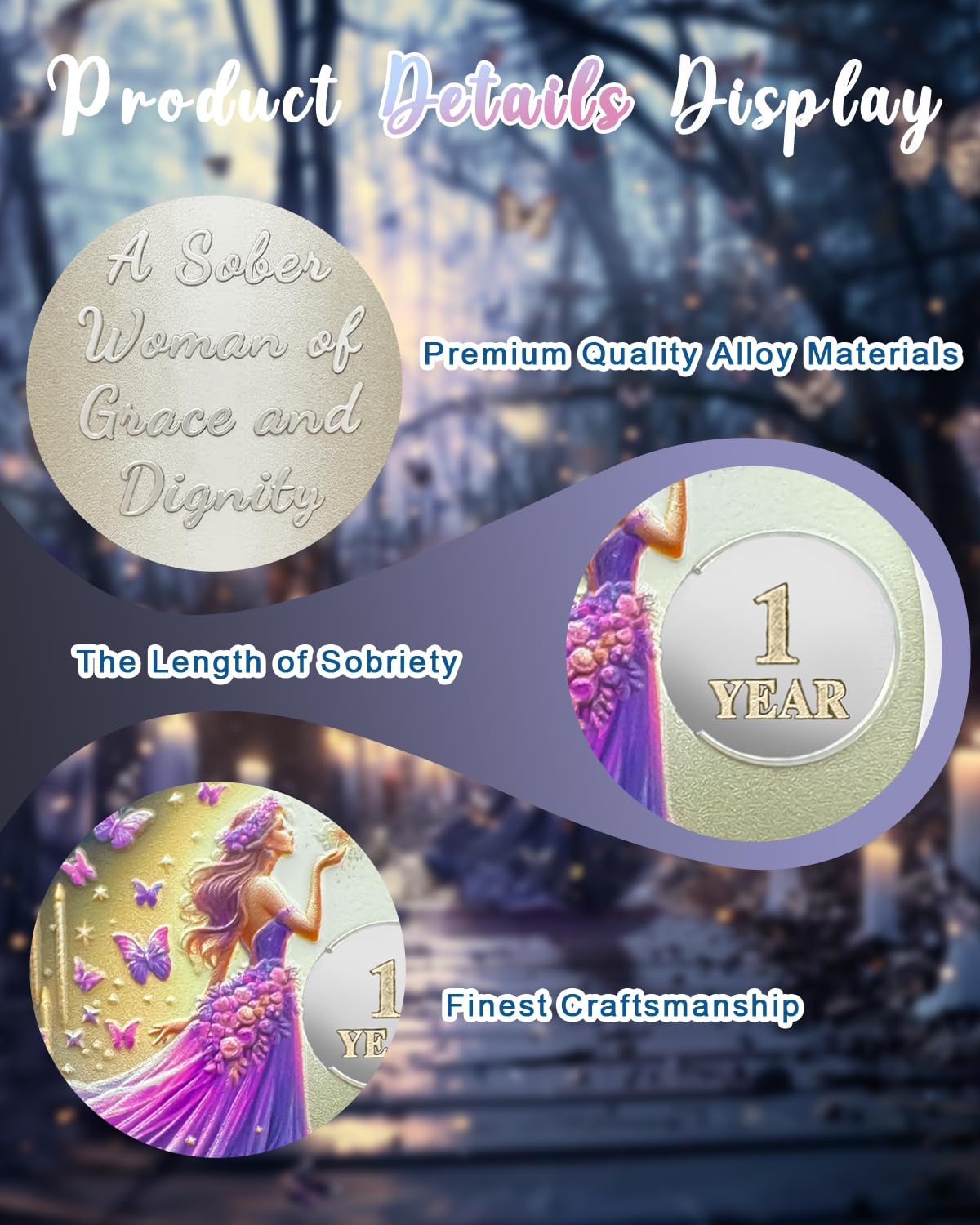 Purple Butterfly Fairy Sobriety Coin mysite