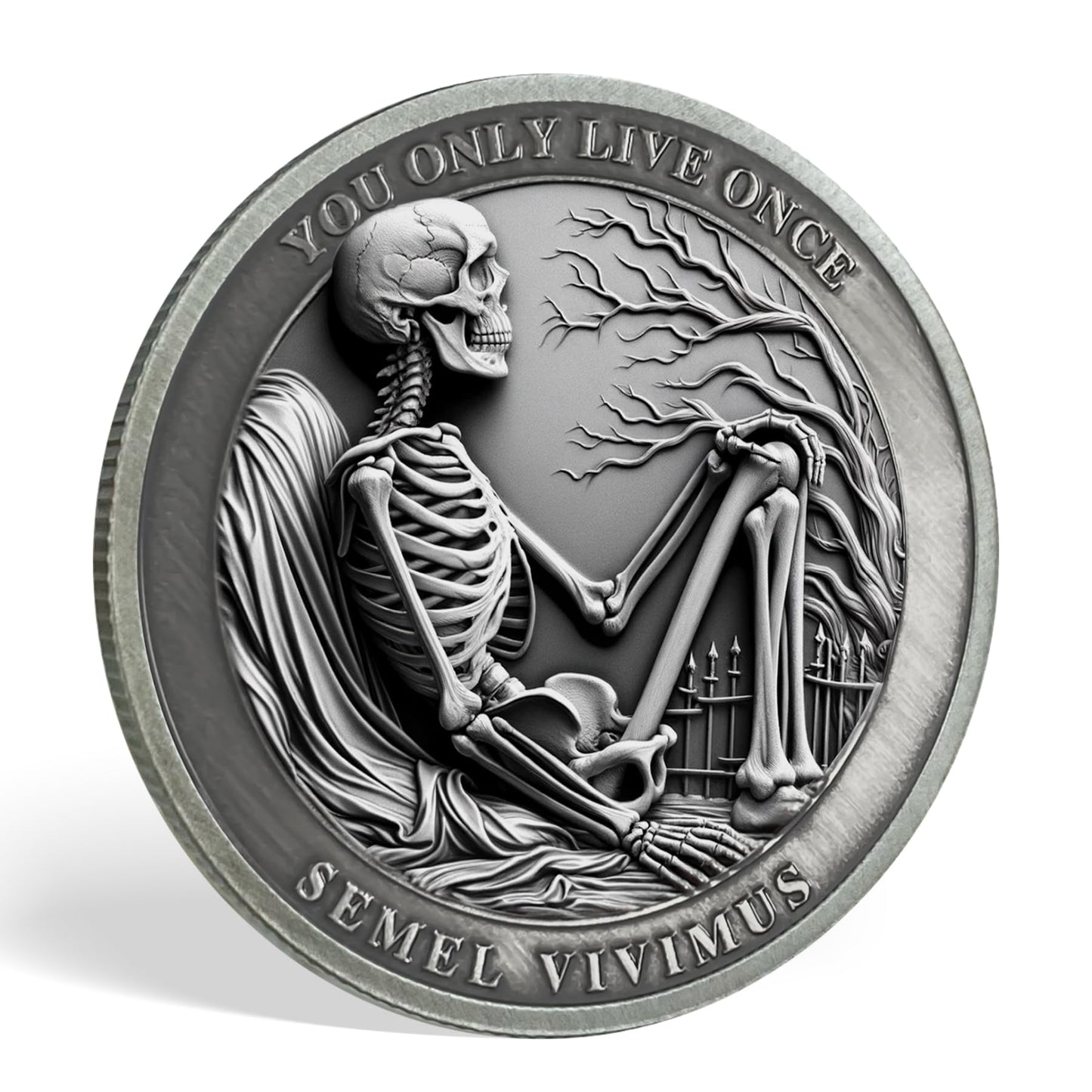 You Only Live Once Momento Mori Skull Coin mysite