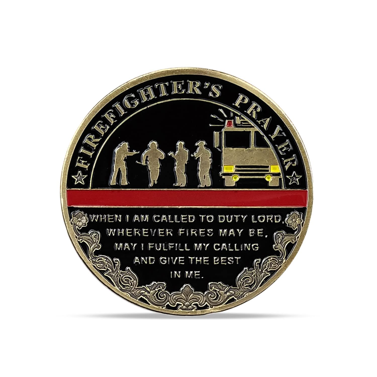 Thin Red Line Firefighter's Prayer Challenge Coin mysite