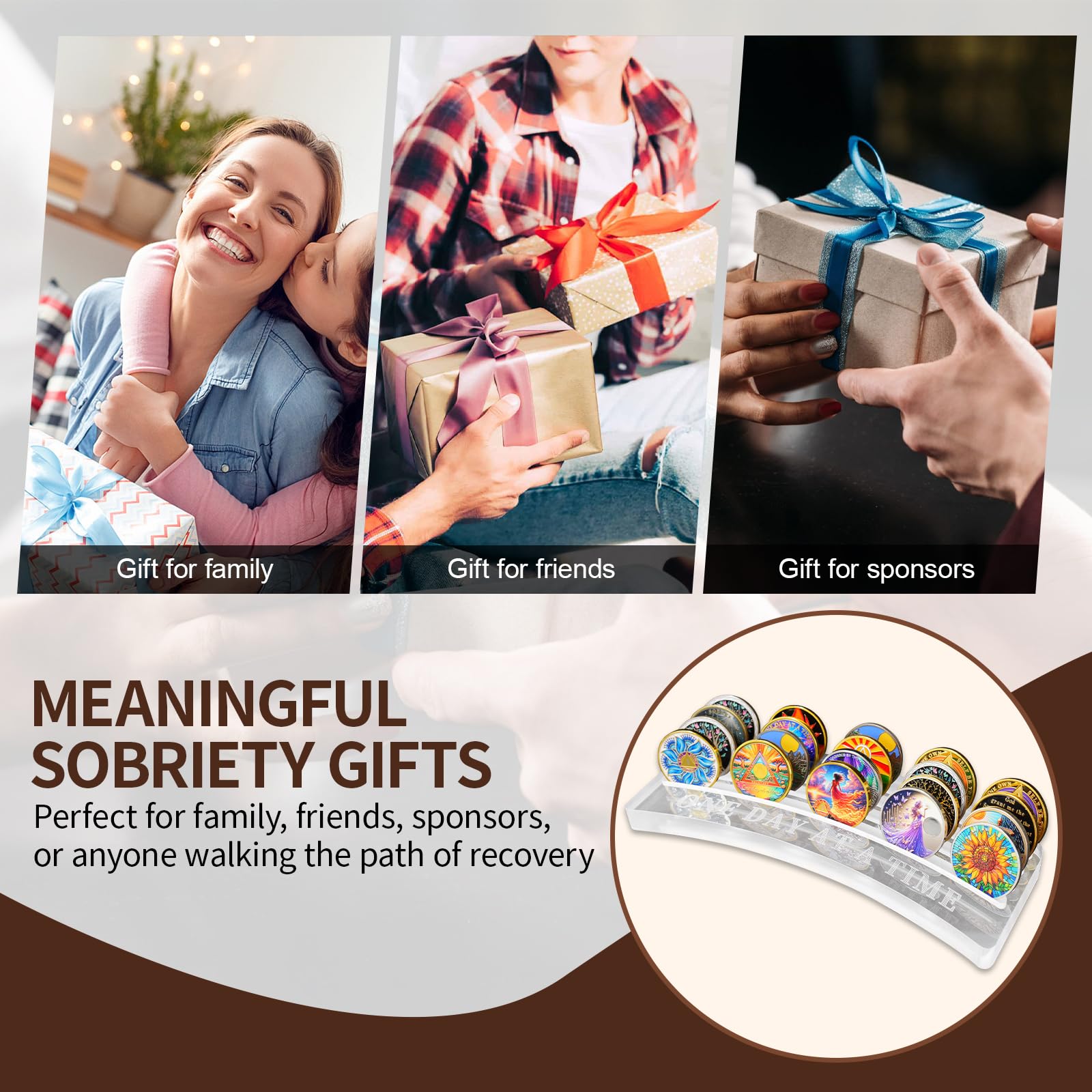 One Day at A Time Sobriety Coin Holder Display Case Holds 20 Sober Recovery Chip mysite