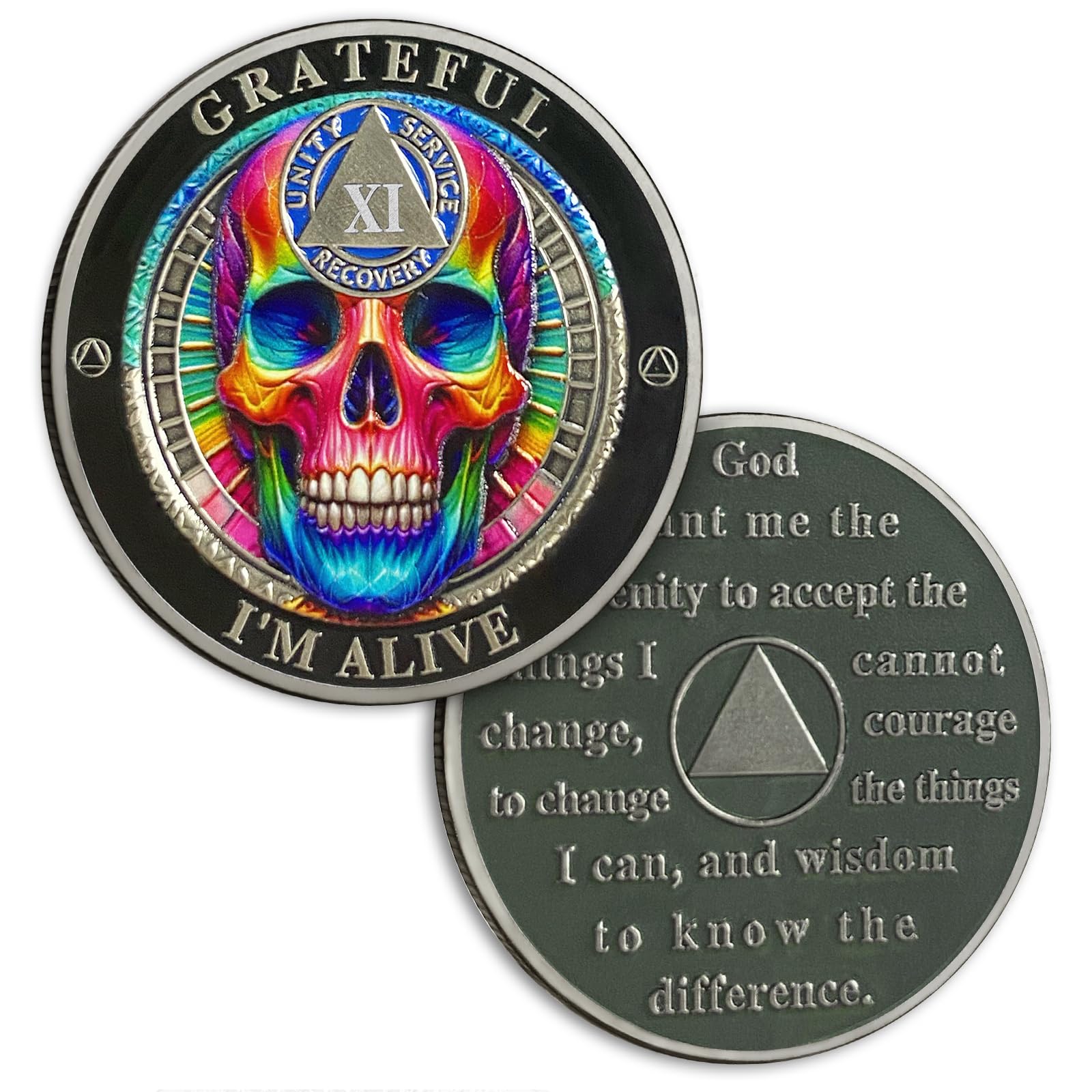 Personalized Rainbow Skull Sobriety Coin mysite