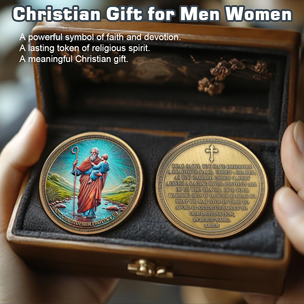 Saint Christopher Christian Challenge Coin with Prayer for Protection mysite