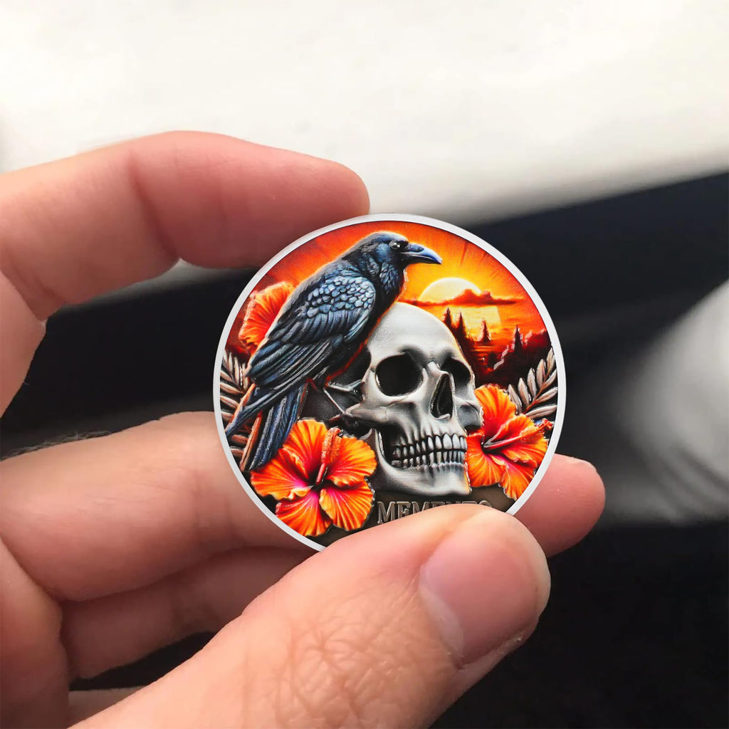 EDC Stoic Reminder Token Sunset & Floral Backgroind Inspiring Life & Death Stoicism Memento Mori Skull Challenge Coins mysite