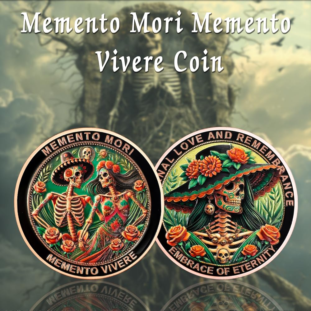 Eternal Love & Remembrance Skeleton Couple Dia de Los Muertos Memento Mori Coin mysite