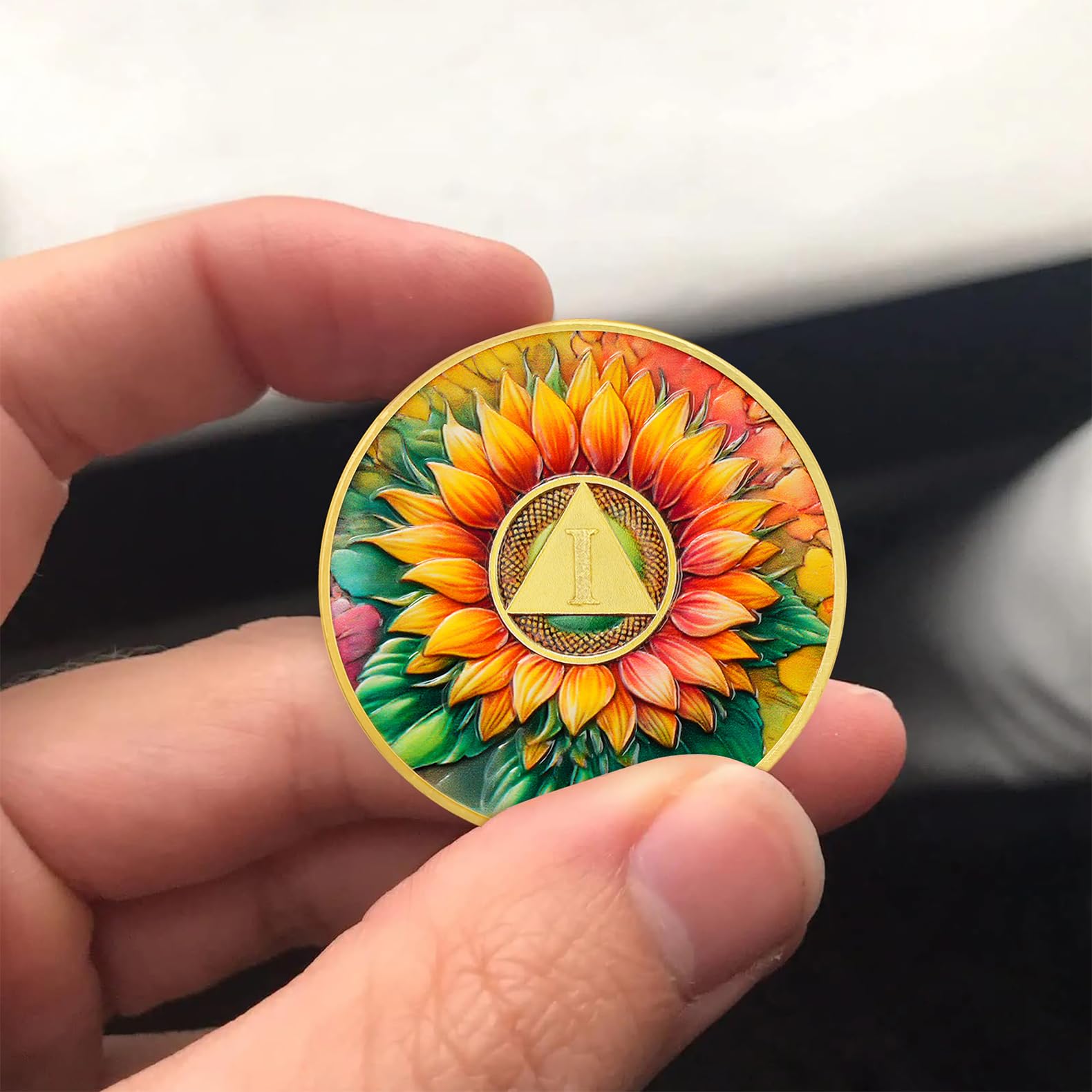 Personalized Sunflower Serenity Prayer Sobriety Coin Challenge Coin mysite