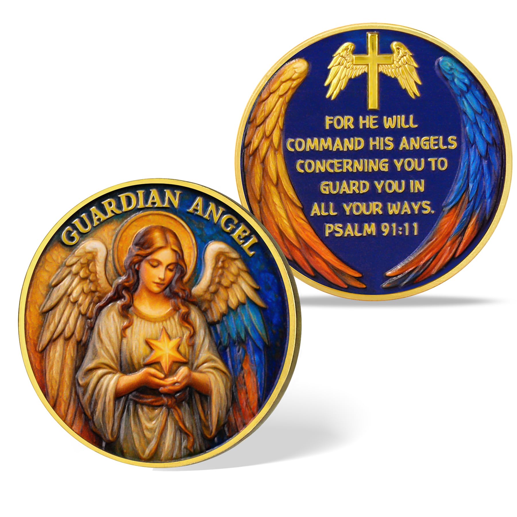 Guardian Angel Christian Challenge Coin – Psalm 91:11 Prayer Medallion mysite