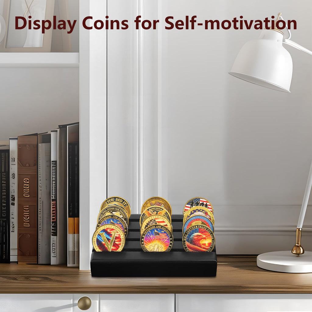 4 Rows Wooden Coin Display mysite