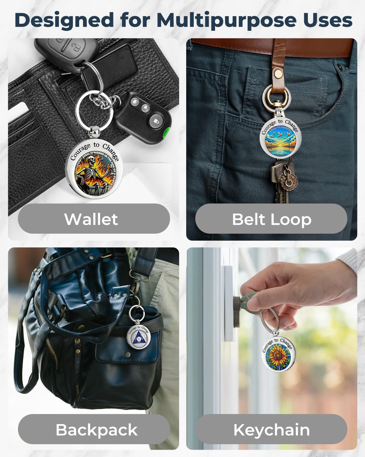 Courage to Change Stainless Steels Coin Keychain Holder mysite