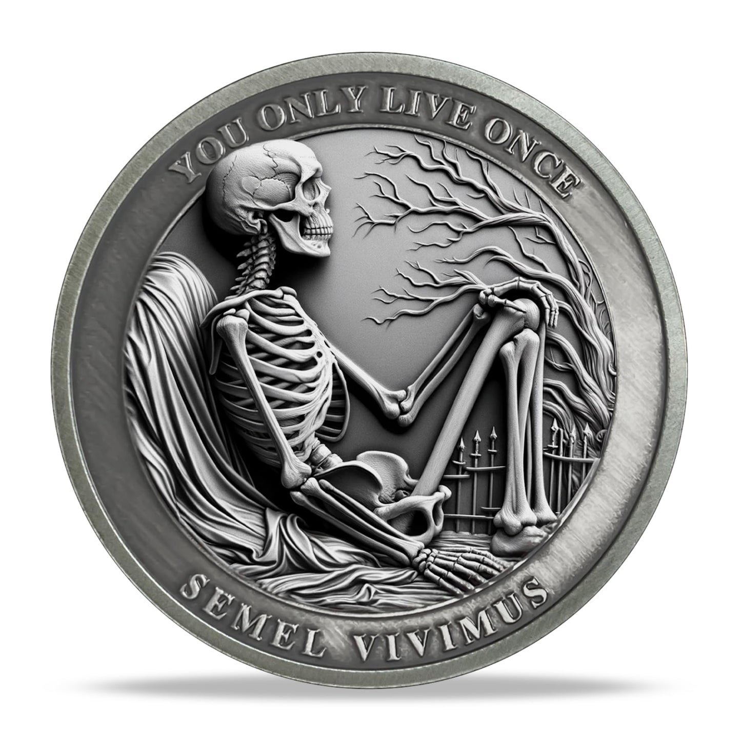 You Only Live Once Momento Mori Skull Coin mysite