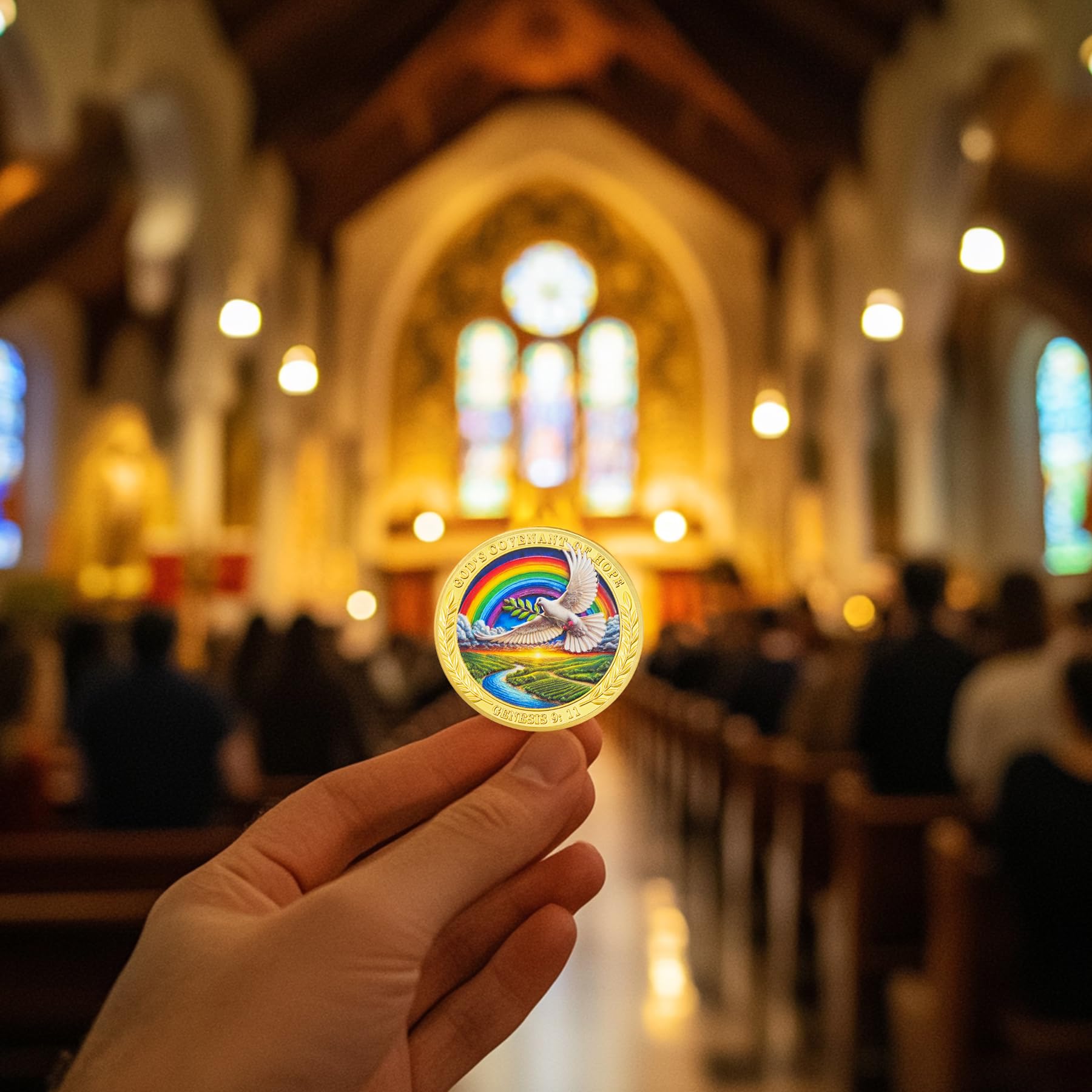 Dove, Rainbow & Bible Verses Noahs Ark Christian Coin mysite