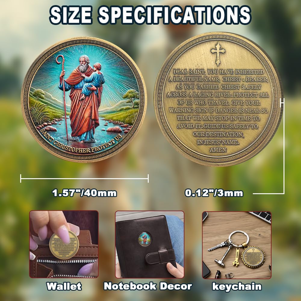 Saint Christopher Christian Challenge Coin with Prayer for Protection mysite