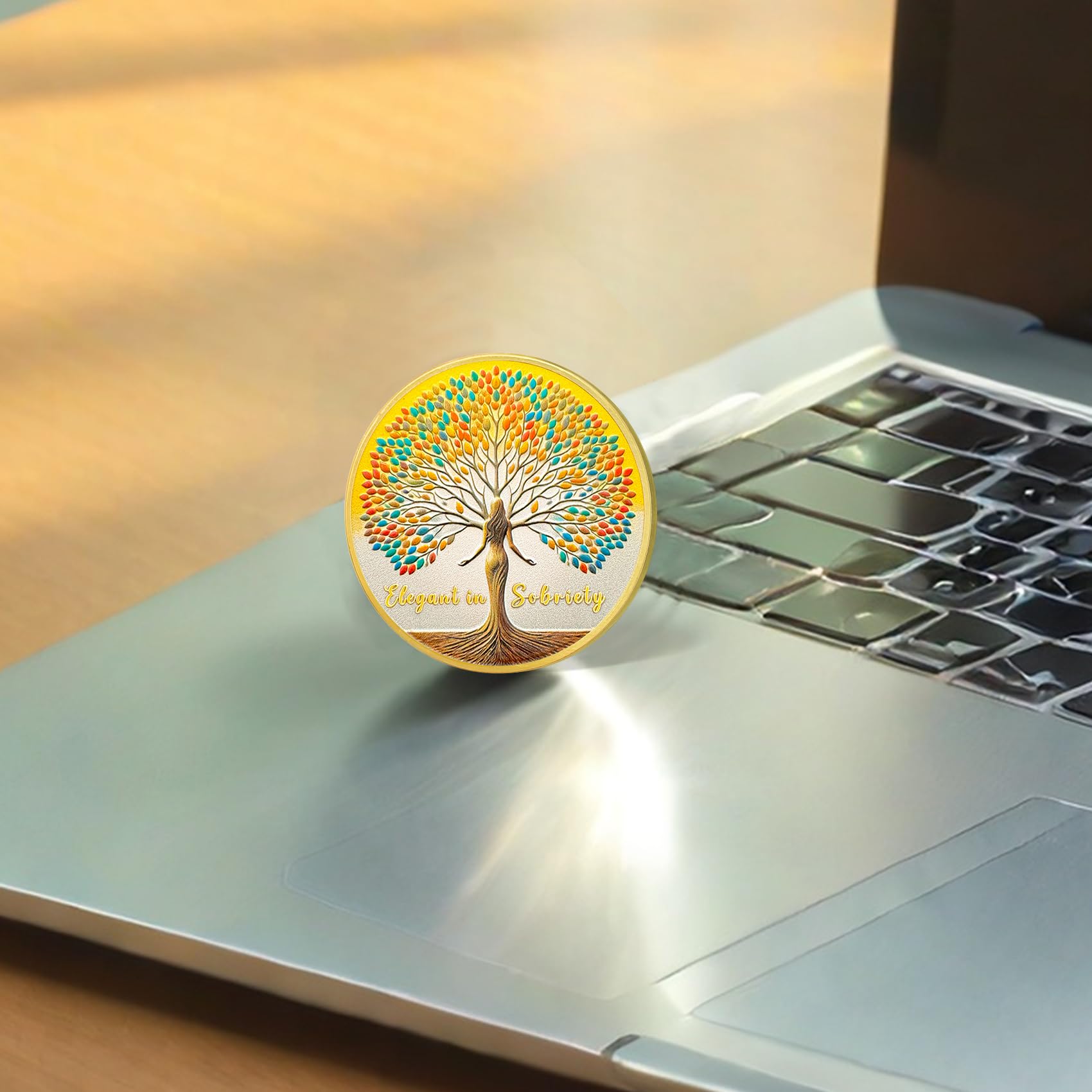 Woman Tree Affirmation Sobriety Coin mysite