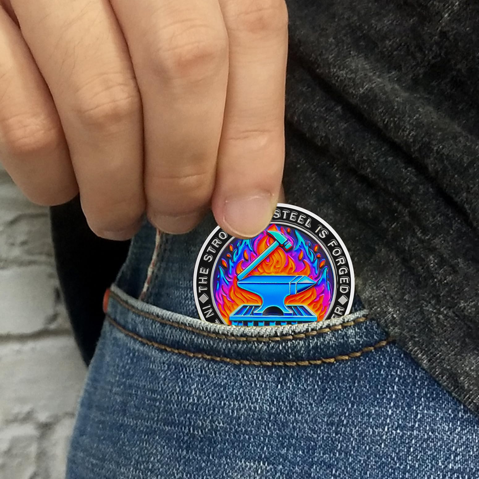 Gradient Skeleton Dumpster Fire Challenge Coin mysite