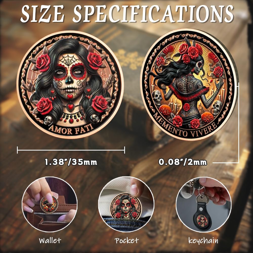 Amor Fati Day of The Dead Inspired Daily Stoic Reminder Memento Challenge Coin mysite