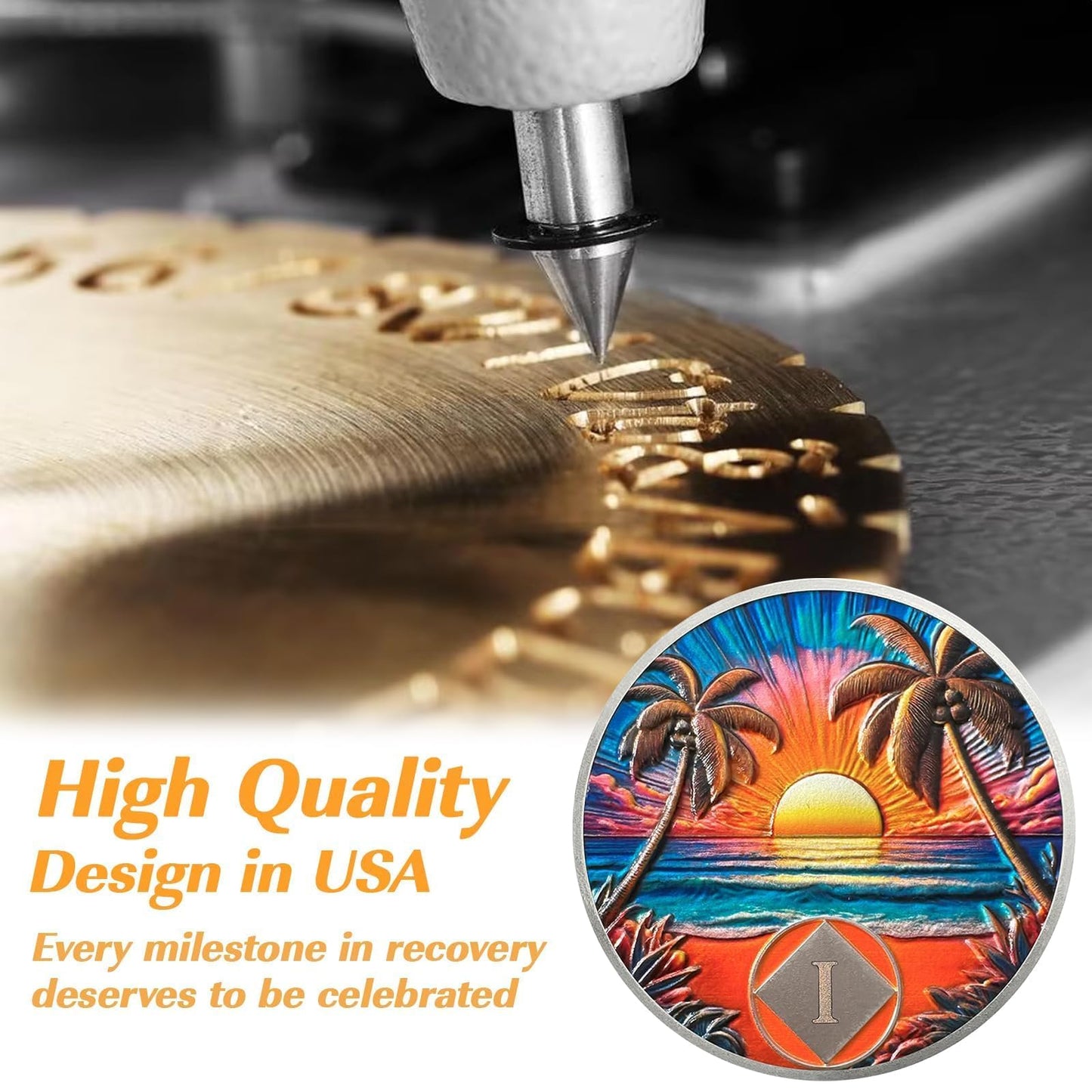 Personalized Beach Sunset Sobriety Coin mysite