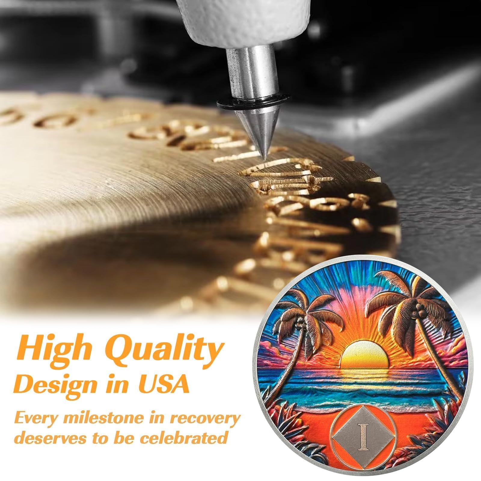 Personalized Beach Sunset Sobriety Coin mysite