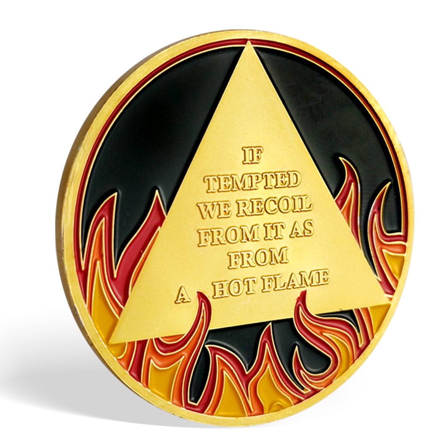 Flames Triangle 1 to 3 Year Recovery Sobriety Coin AA Chip mysite