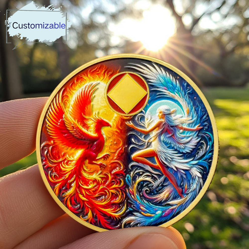 Personalized Phoenix Fairy Sun and Moon Sobriety Coin mysite