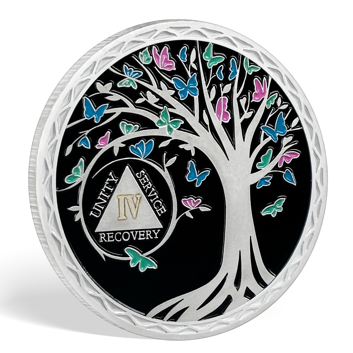 Personalized Butterfly Tree Recovery Sobriety Coin 3D Sliver AA Medallion Chip mysite