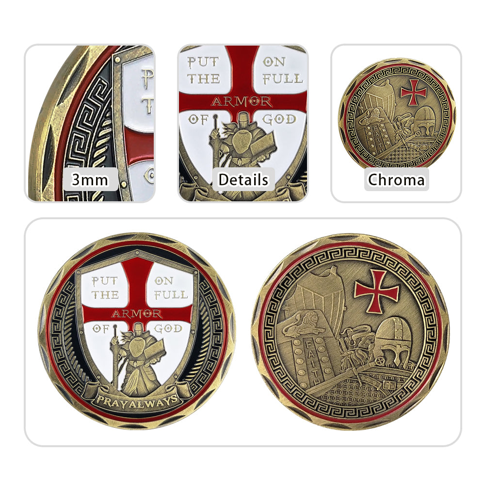 Put On the Full Armor of God Challenge Coin Crusader Pray Always Collectible Coin mysite