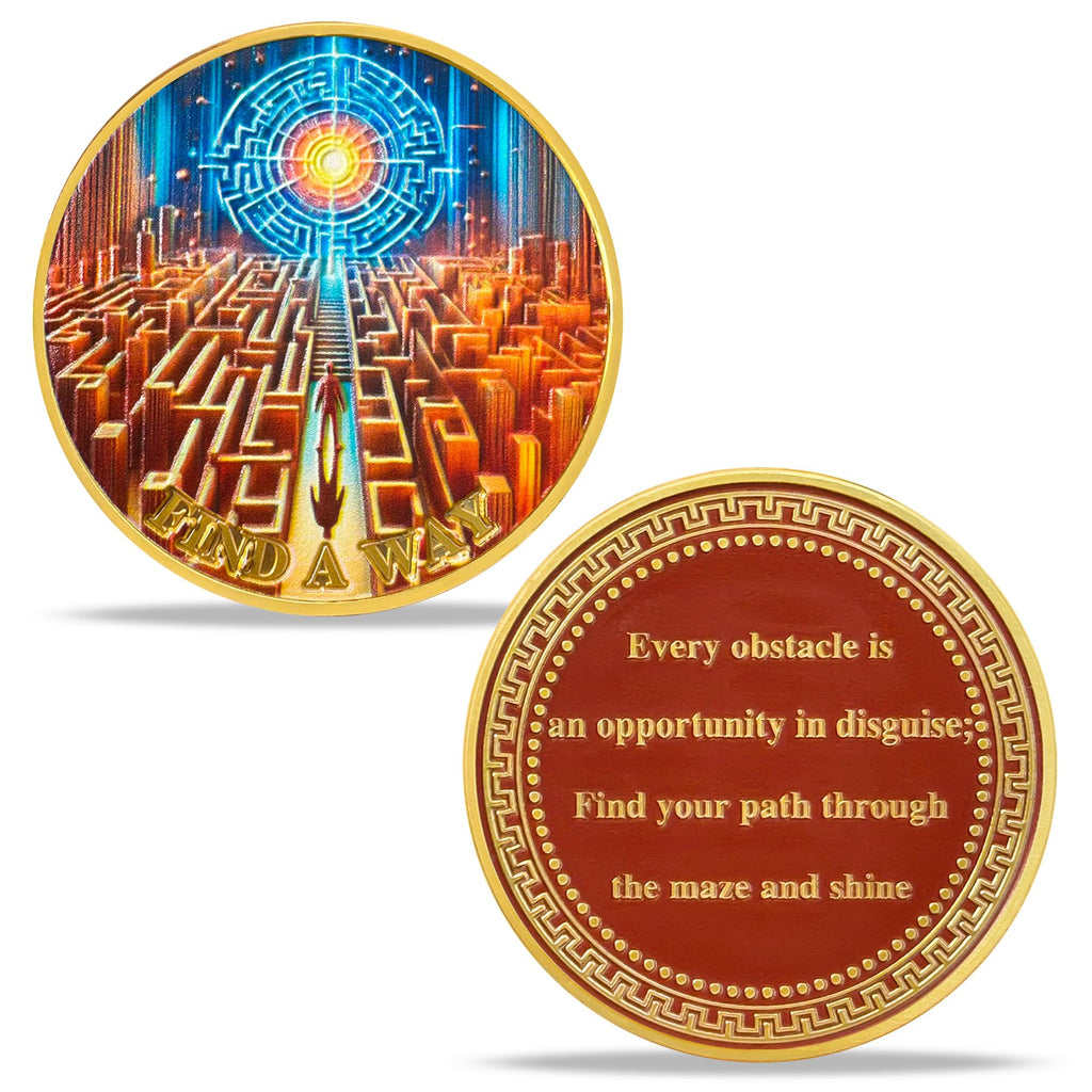 Encouragement to Find A Way in The Chaos of Life Labyrinth Light Motivational Challenge Coins mysite