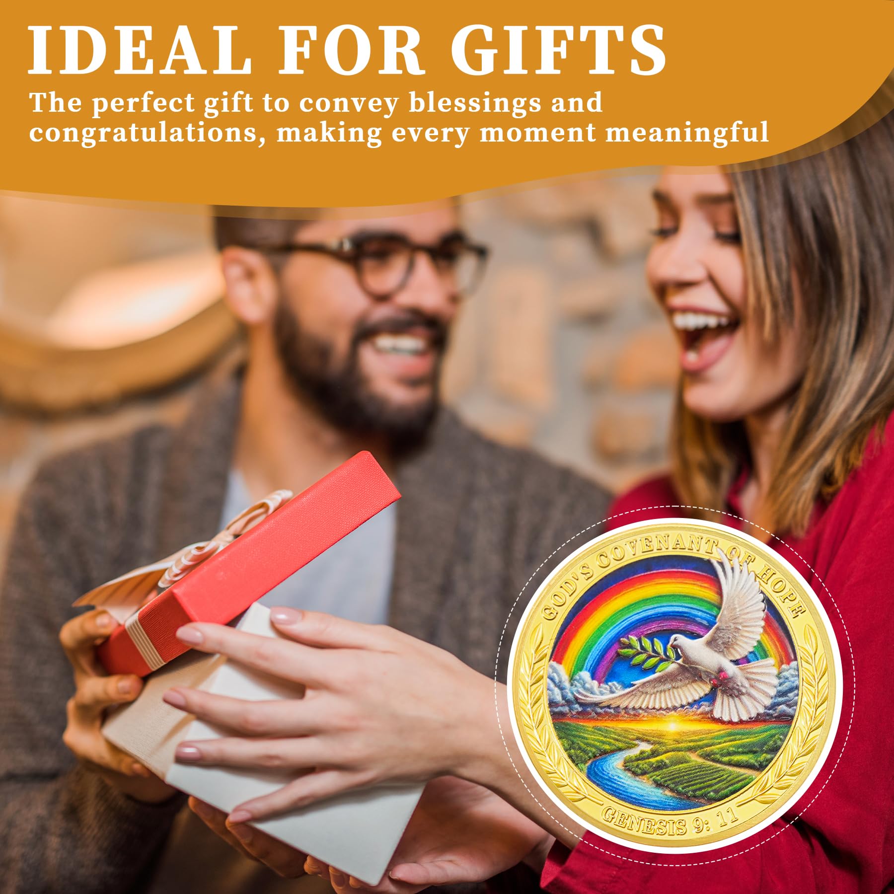 Dove, Rainbow & Bible Verses Noahs Ark Christian Coin mysite