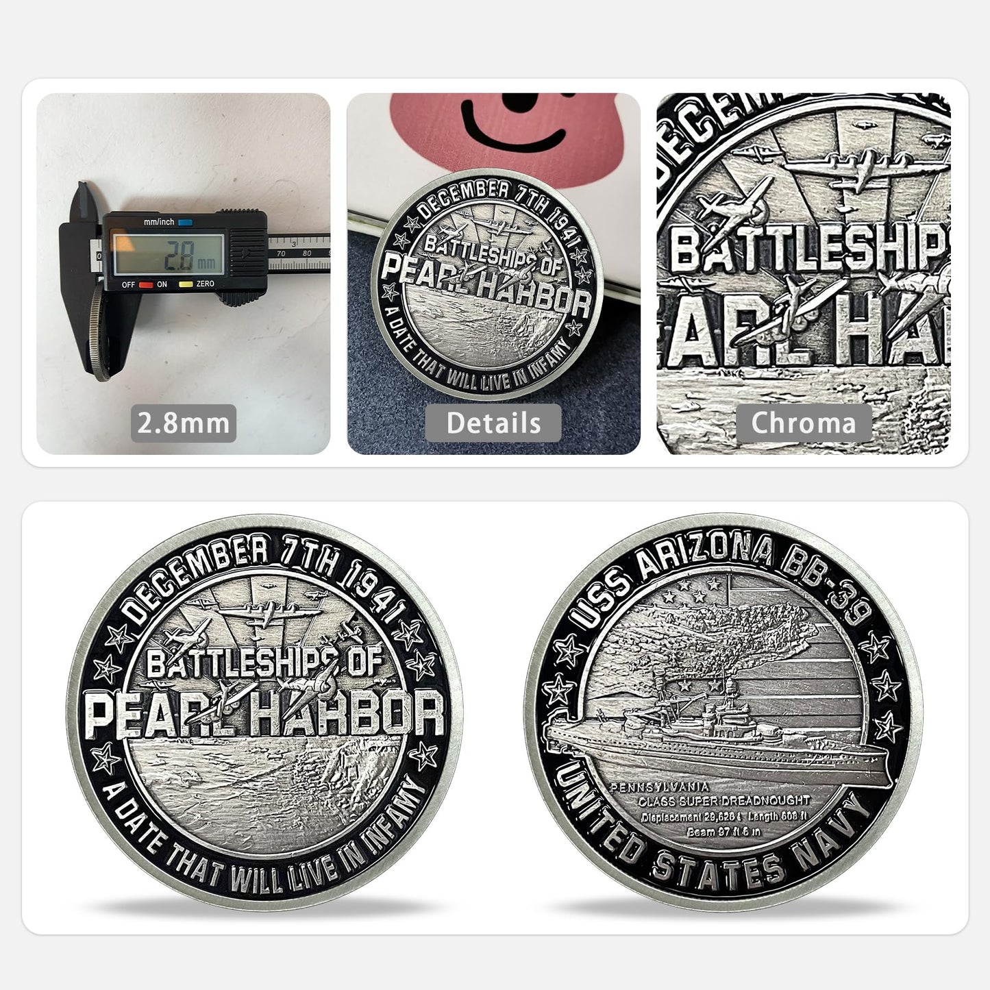 AtSKnSK USS Arizona Remember Pearl Harbor Challenge Coin Memorial Coin mysite