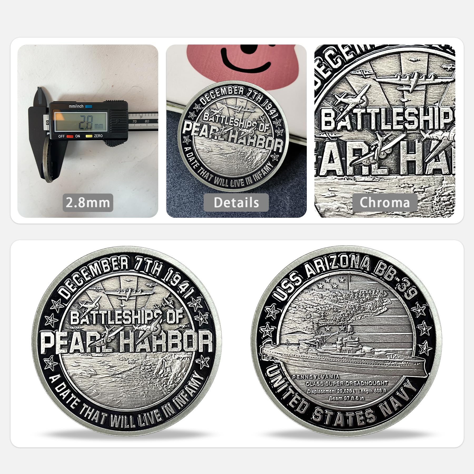 AtSKnSK USS Arizona Remember Pearl Harbor Challenge Coin Memorial Coin mysite