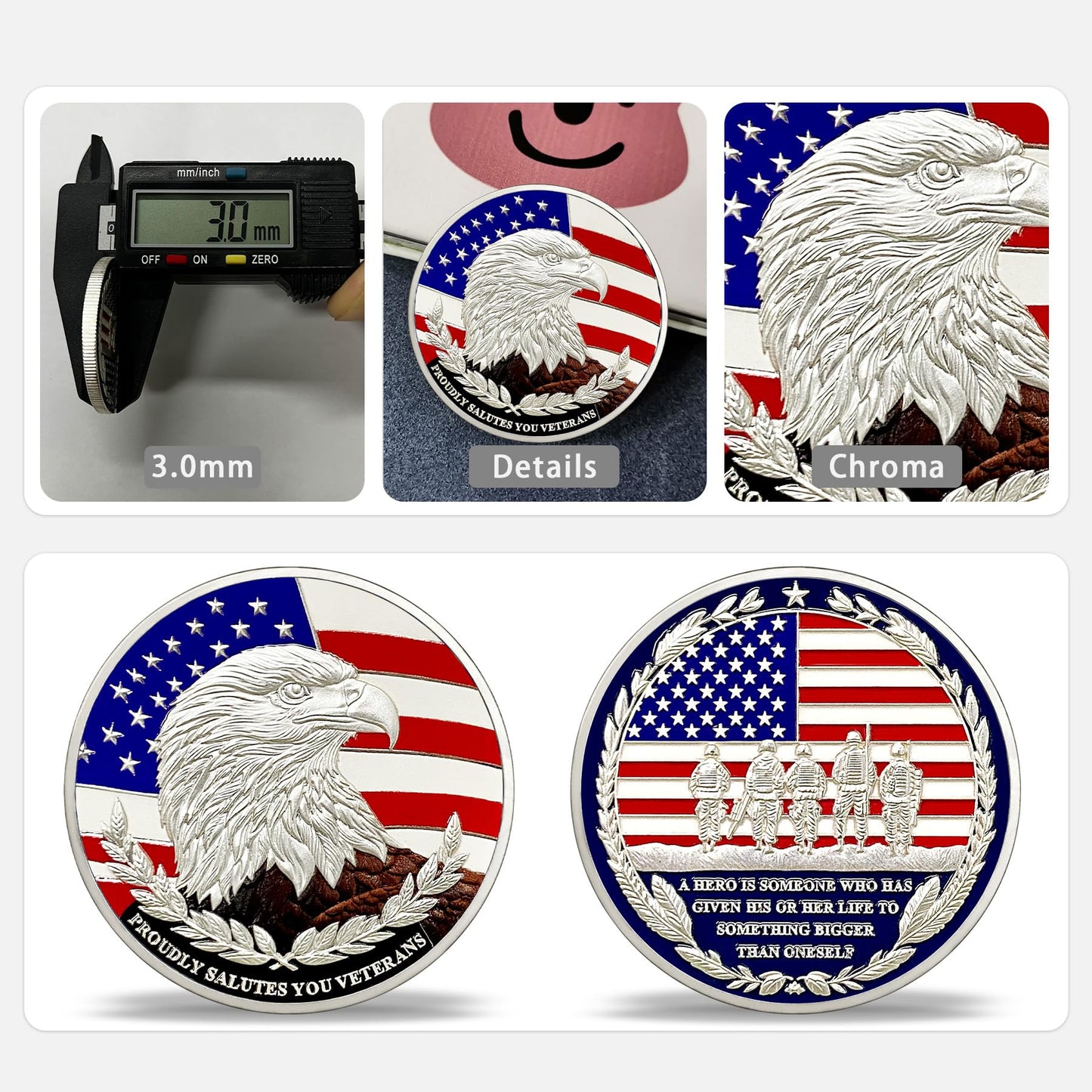 Eagle and Flag Military Veterans Patriotic Challenge Coin mysite