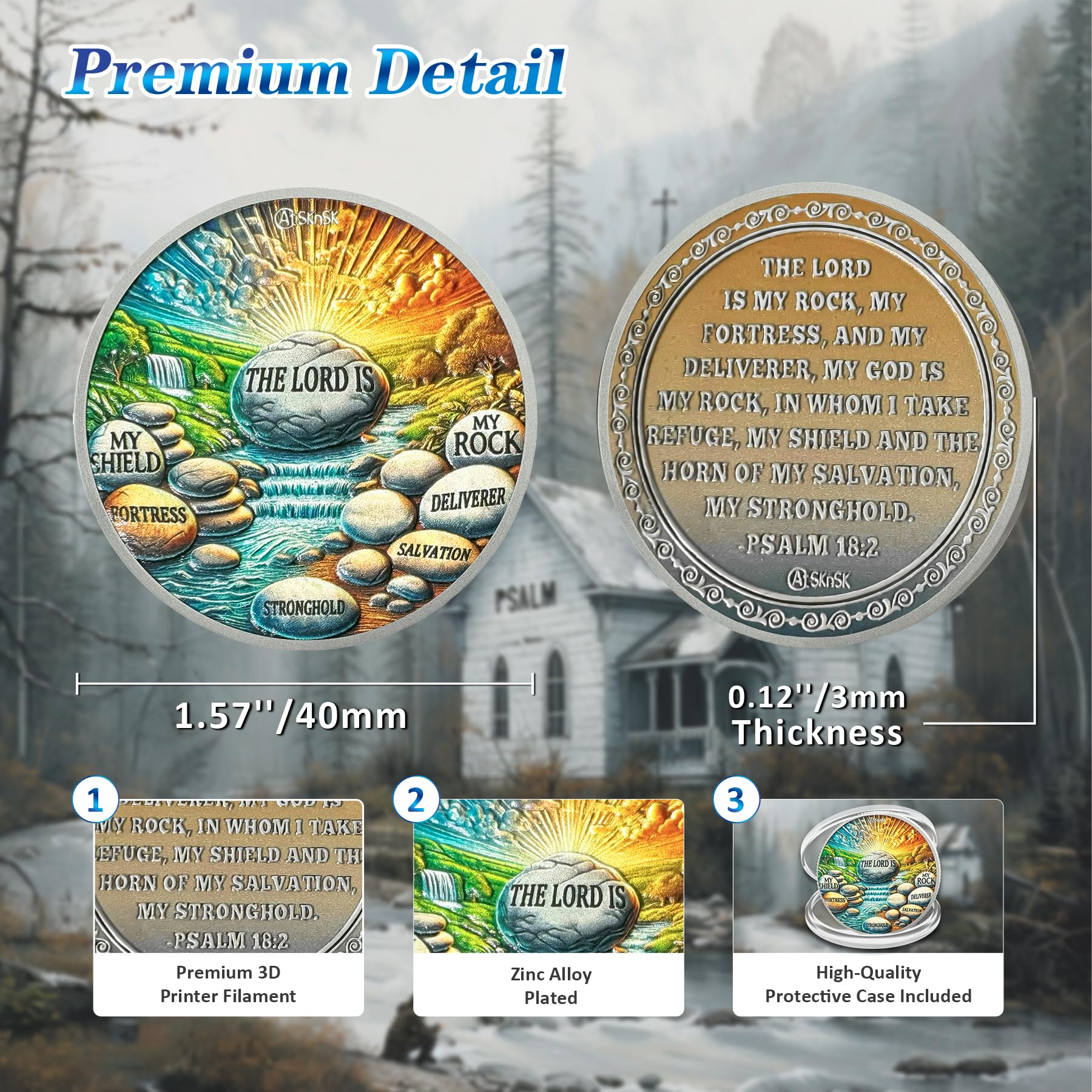 The Lord is My Rock Christian Religion Challenge Coin mysite