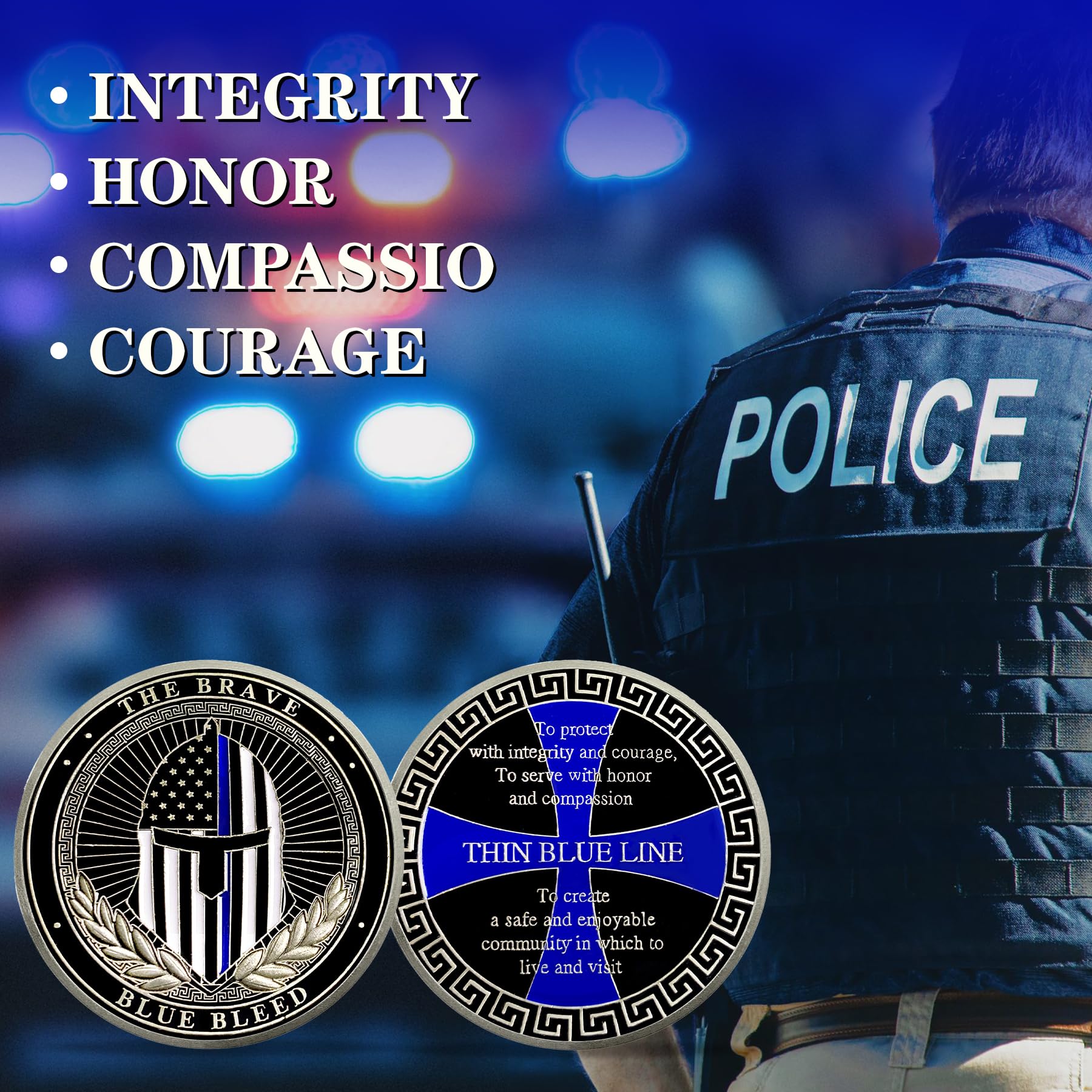 Law Enforcement Officers Thin Blue Line Police Challenge Coin mysite