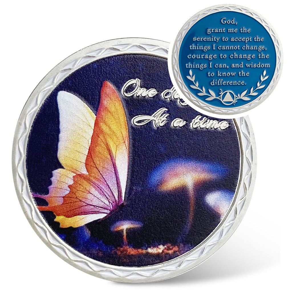 Butterfly Serenity Prayer Chips Addiction Sobriety Coin mysite