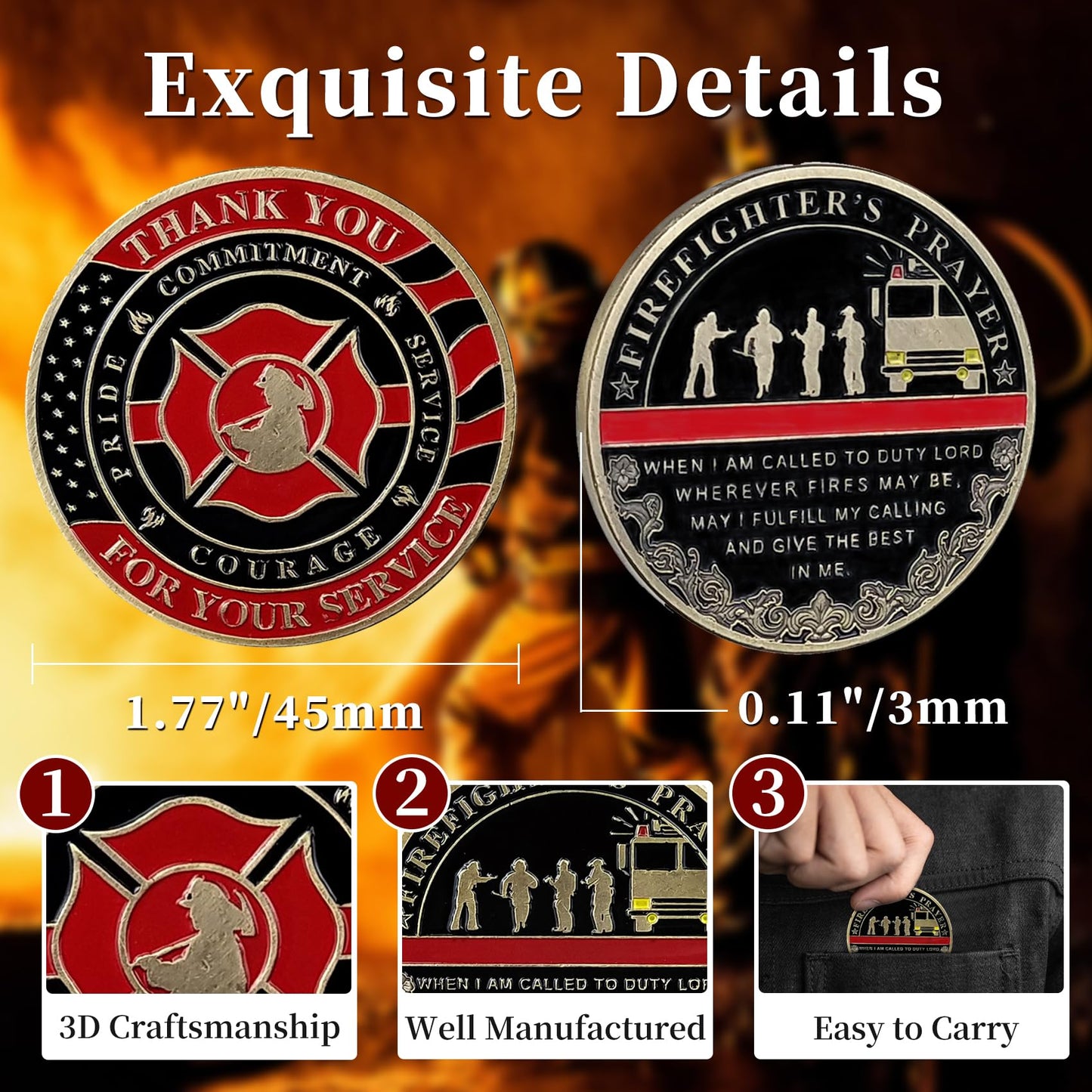 Thin Red Line Firefighter's Prayer Challenge Coin mysite