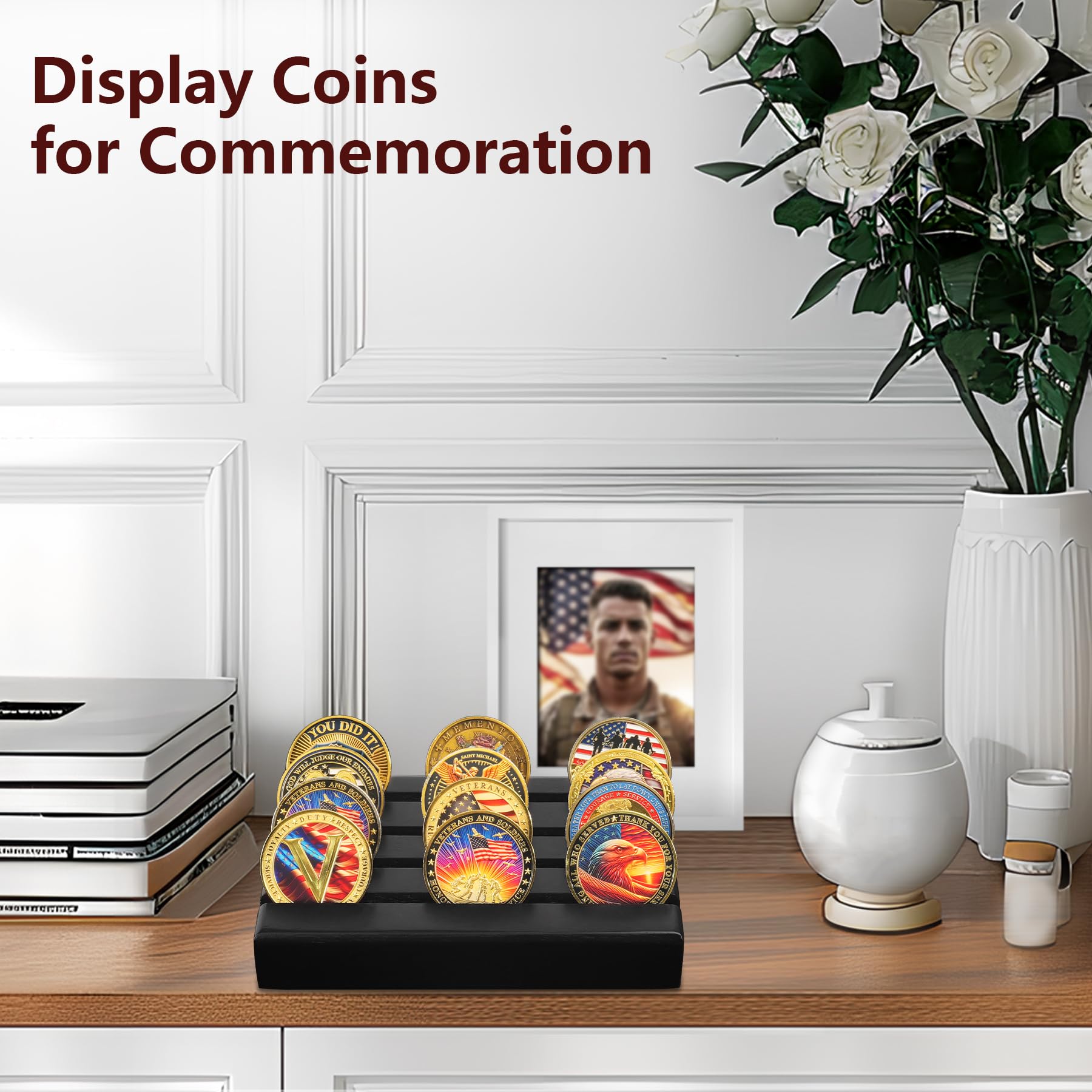 4 Rows Wooden Coin Display mysite