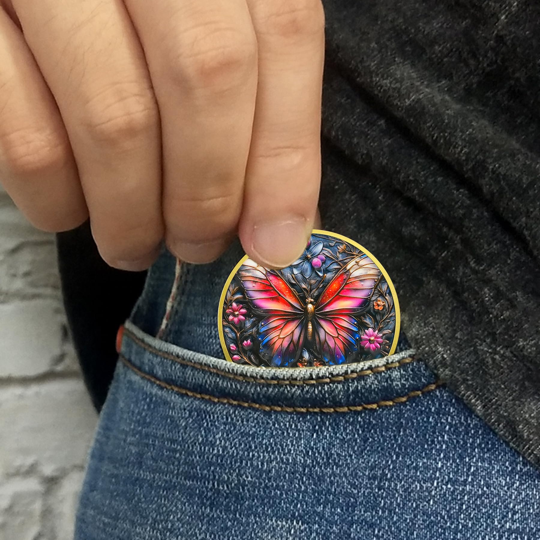 Remember Death with Flowers and Butterfly Memento Mori Skull Coin mysite