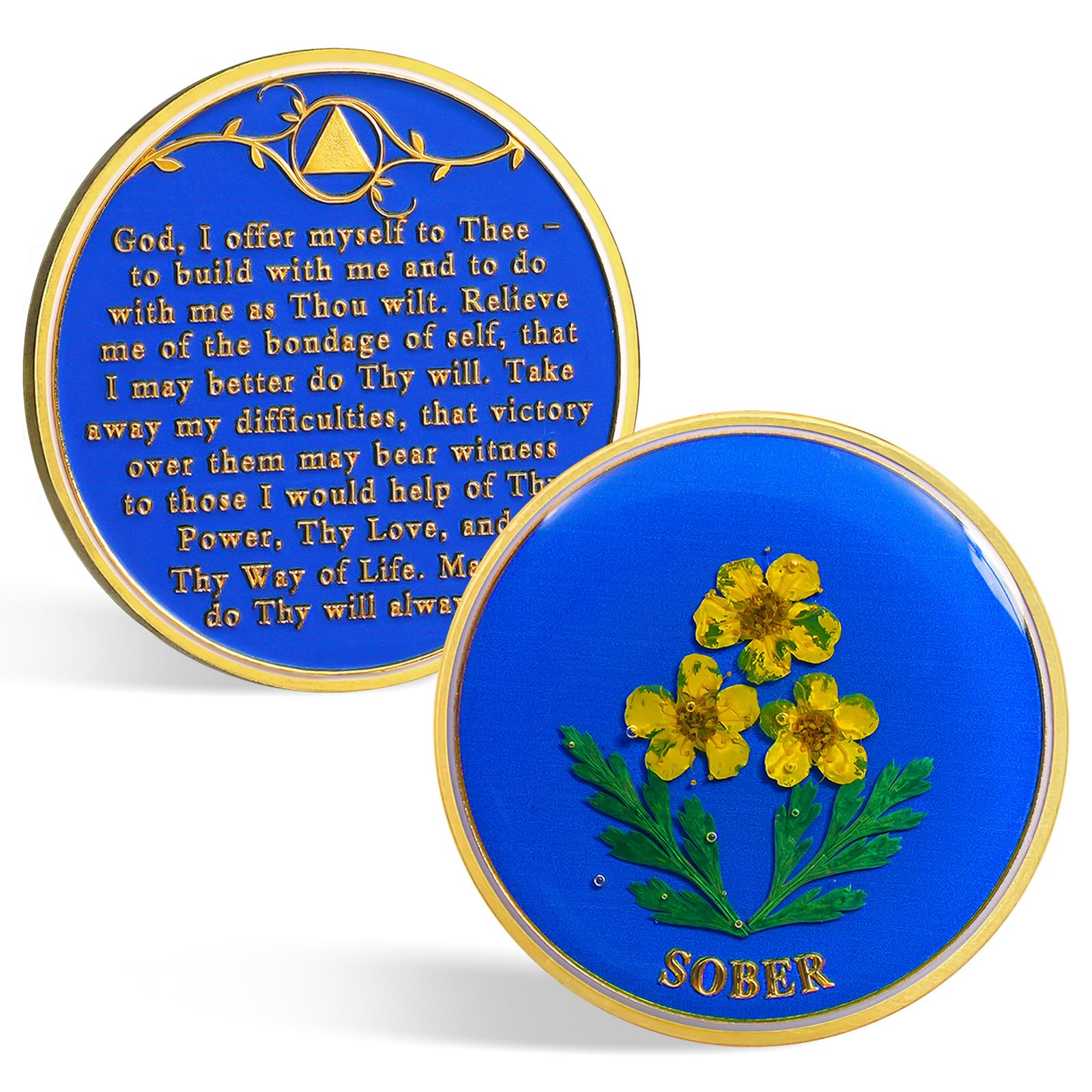Handmade Daffodil Resin Sobriety Coin mysite