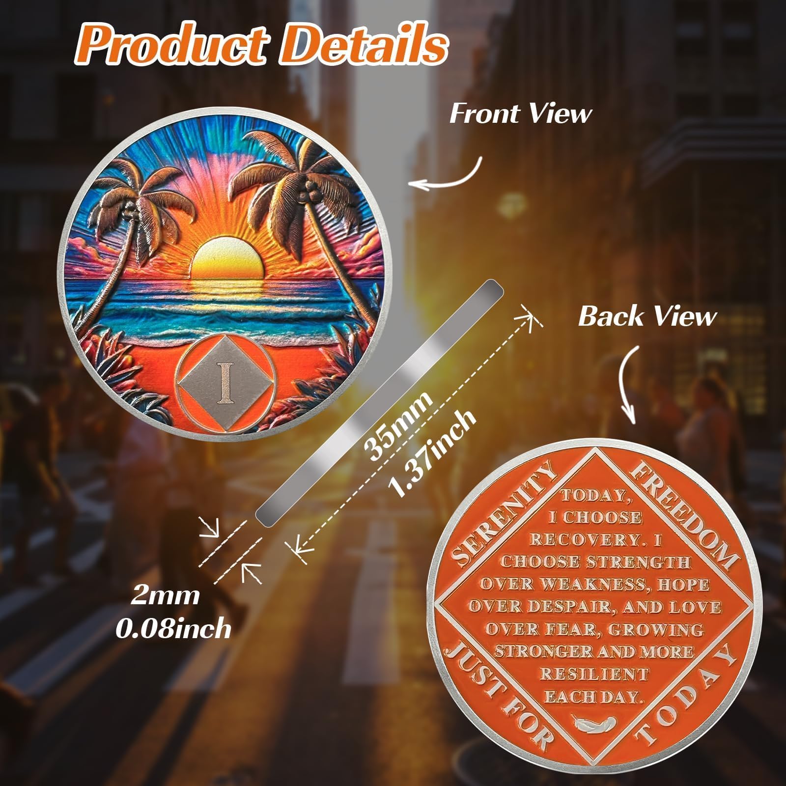 Personalized Beach Sunset NA Recovery Coin mysite