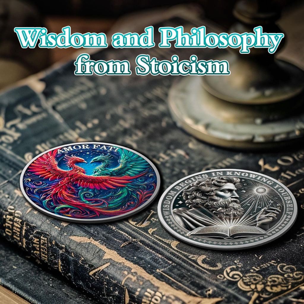 Red and Green Phoenix Momento Mori Stoic Coins Stoicism Coin mysite