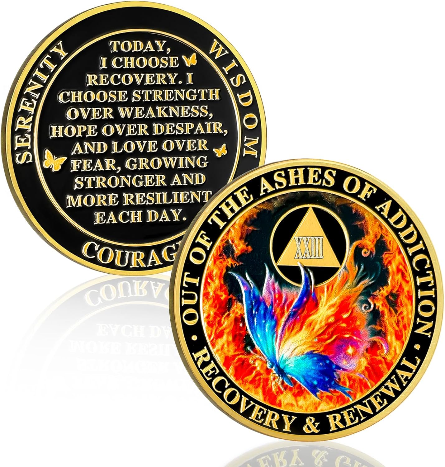 Personalized Butterfly in The Fire Sobriety Coin mysite