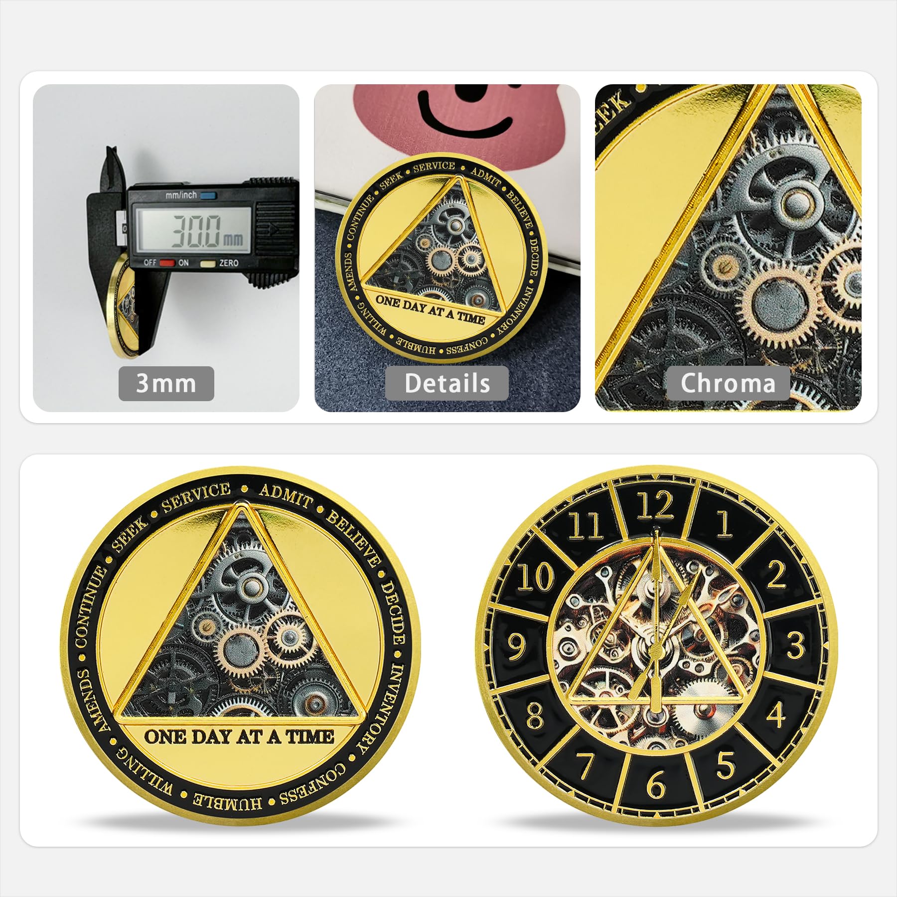 Clock & Gear Design 12 Steps Sobriety Coin mysite